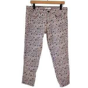 See by Chloe Jeans Pants Pink Grey Geometric Scale Print Designer Women's 30